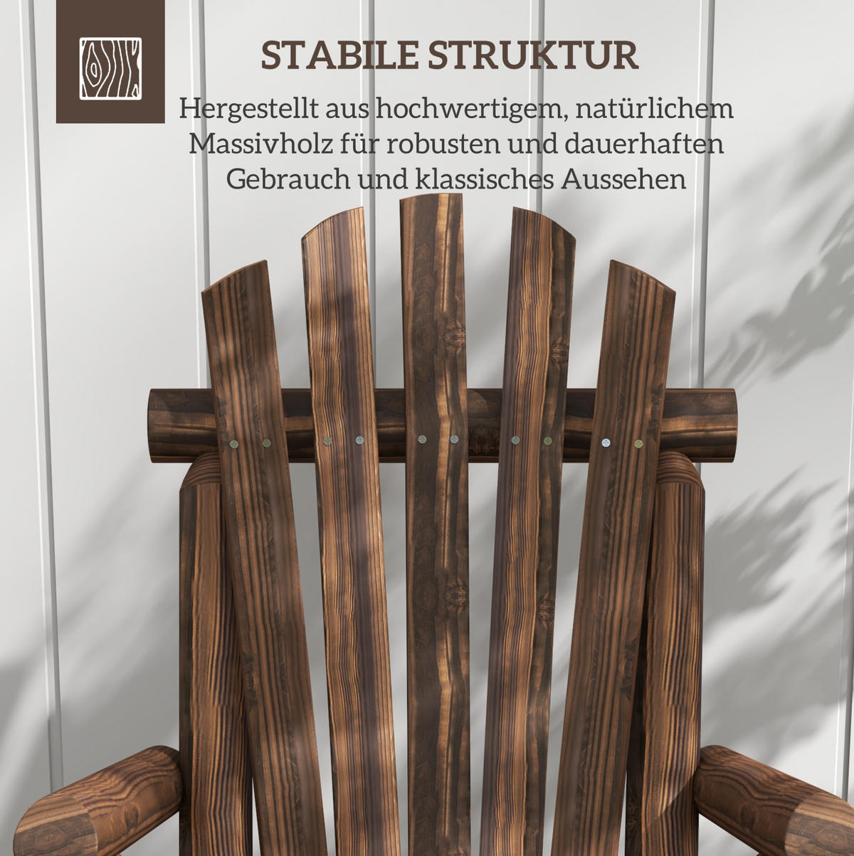 GARTENSTUHL 68/83/101 cm mit Armlehnen und hoher Rückenlehne aus Tannenholz, ergonomisch, Dunkelbraun - Dunkelbraun, Holz (83/101/68cm) - Redom