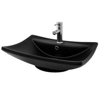 WASCHBECKEN - Schwarz, Keramik (45.5/18.5/61cm) - ML-DESIGN