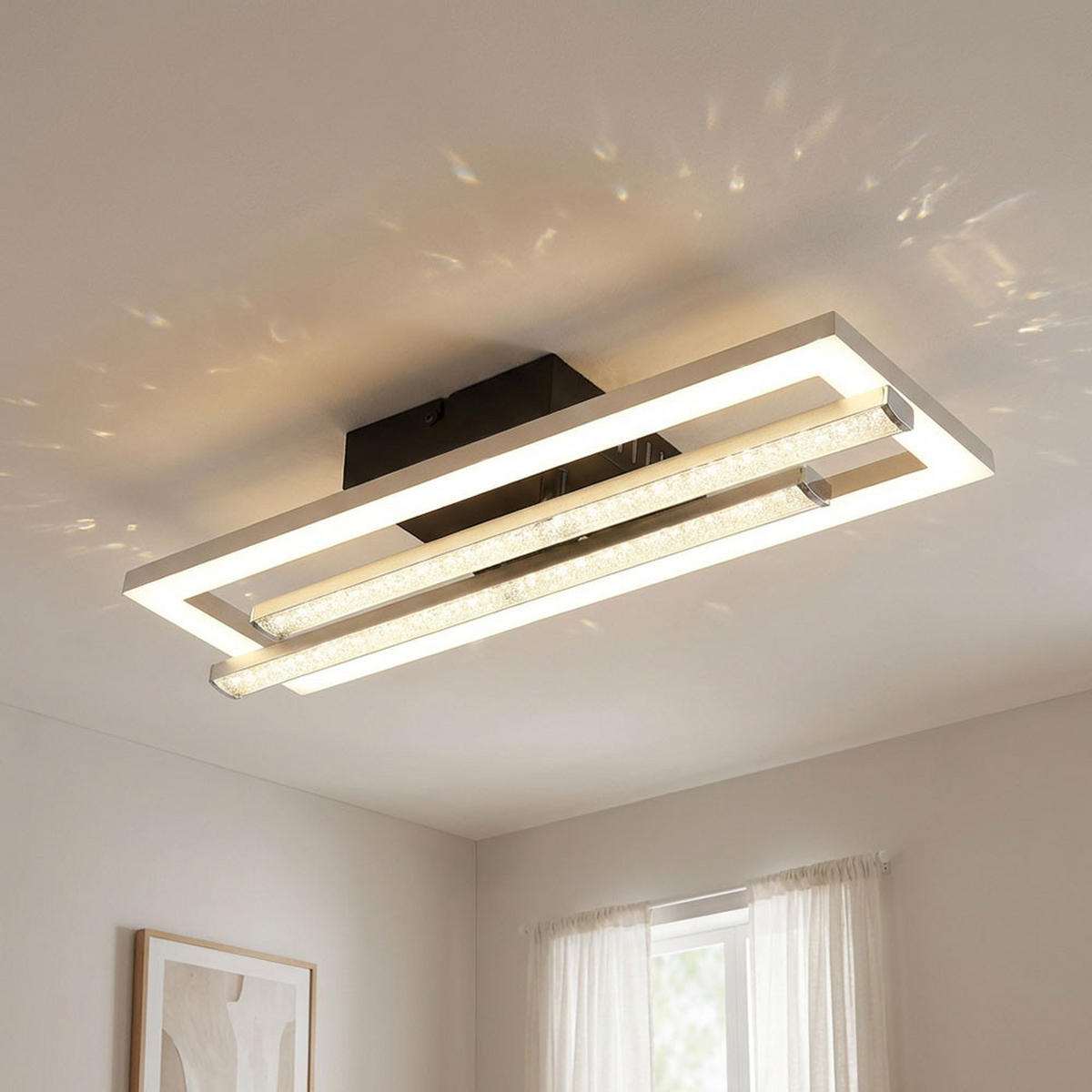 LED DECKENLEUCHTE Kristall Schwarz - Schwarz, Metall (40/37.5/6.3cm) - Globo Lighting