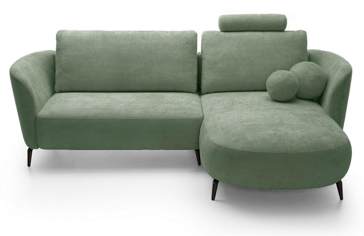 ECKSOFA auf Füßen Kendra 260 cm mit Schlaffunktion, Rechts, Grün - Grün, Holz (180/260cm) - Emporius