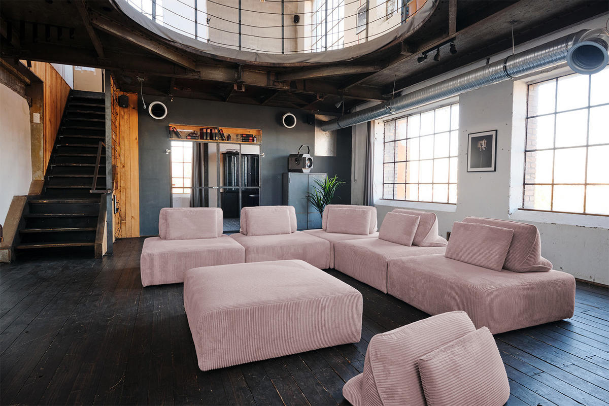 MODULSOFA WIOLO SOFT 6 MODULE 6 KISSEN Pink Cord - Pink/Schwarz, Kunststoff/Textil (333/84/333cm) - KAWOLA