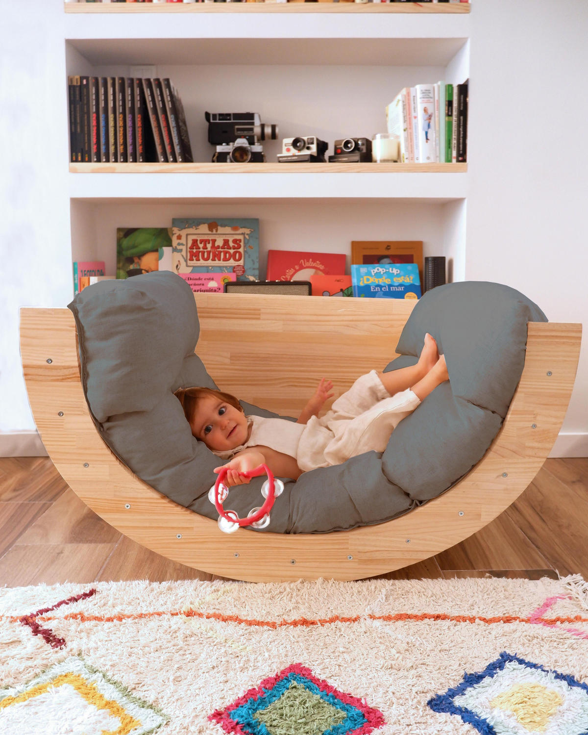 LEINEN-MATRATZE für Spielbogen grau FIT ARCH CUSHION - Grau, Textil (60/7/160cm) - RNT By Really Nice Things