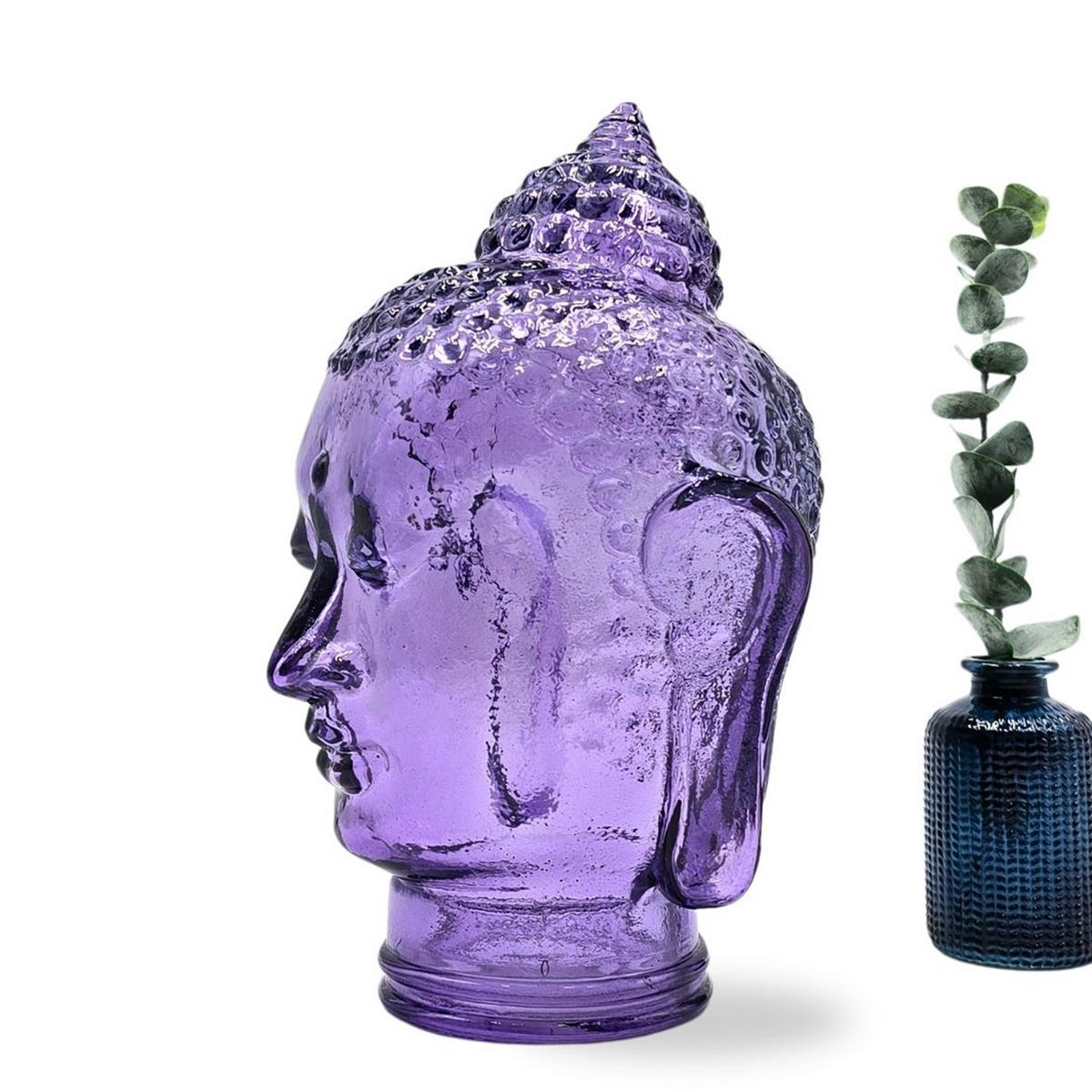 DEKO GLASKOPF THAI BUDDHA Glas, 30 cm Höhe T05 violett - Violett, Glas (19/30/19cm) - DESIGN DELIGHTS