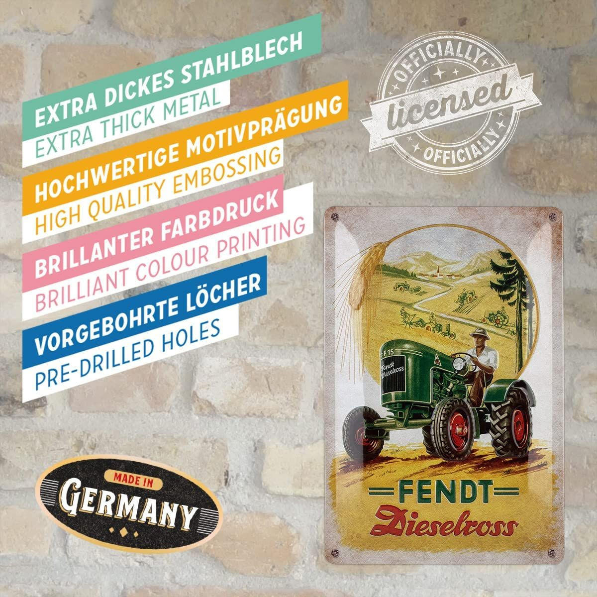 BLECHSCHILD 20/30 cm Fendt Dieselross - Multicolor, Metall (20/30/0.2cm) - Nostalgic-Art