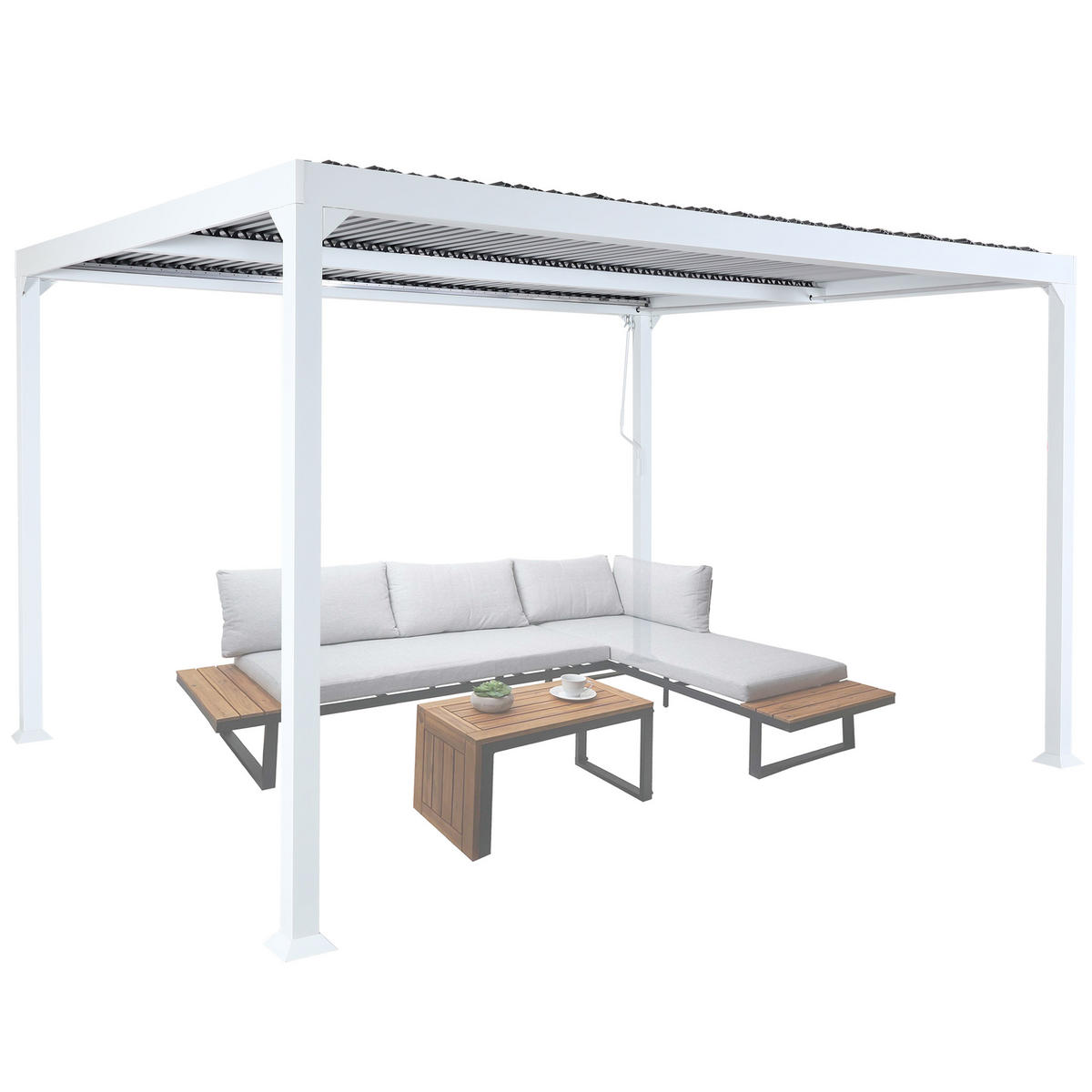 PERGOLA Weiß - Weiß, Metall (306/224/368cm) - MCW