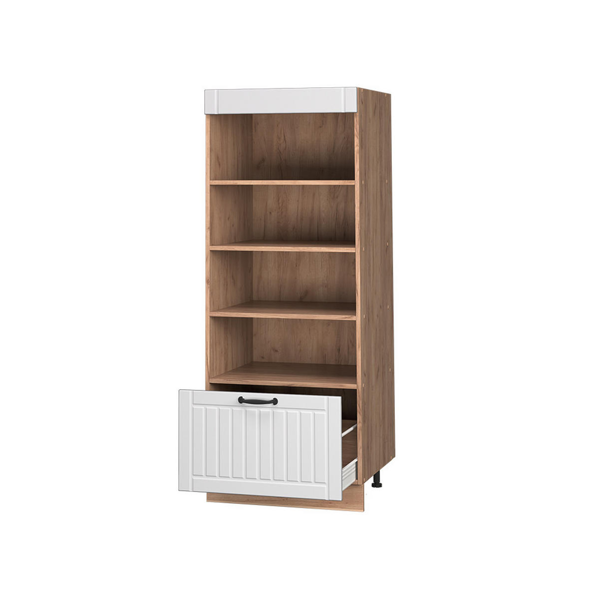 KÖKSHYLLA Fame-Line, Vitt hus på landet/Goldkraft ek, 60 cm - Vit/Honungsek, Träbaserade material (60/153.6/58.1cm) - Vicco