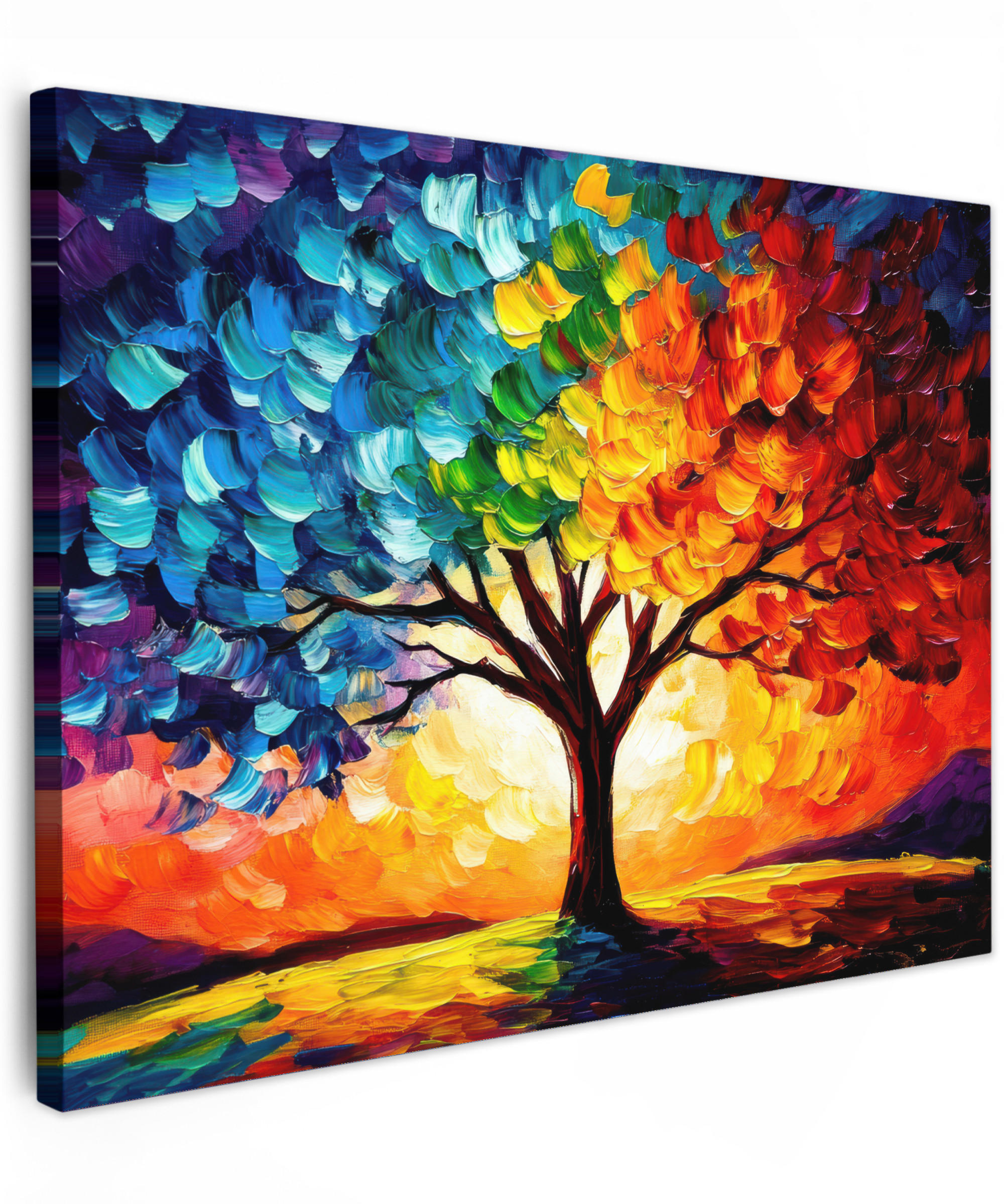 MuchoWow OBRAZ NA PLÁTNĚ Strom - umění - příroda - západ slunce 40x30 cm