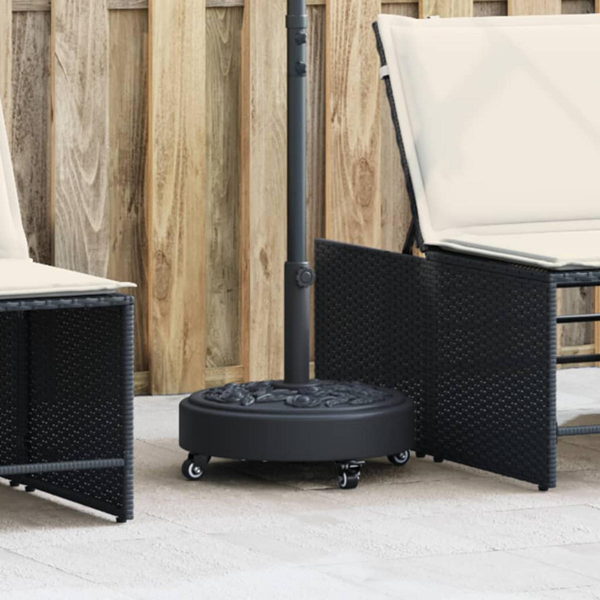 SONNENSCHIRMSTÄNDER Mit Rollen Für Ø38/48 Mm Mast 27 Kg Rund - Schwarz, Kunststoff (45/45cm) - vidaXL