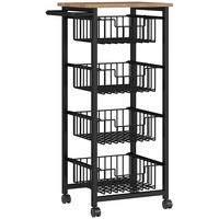 KÜCHENWAGEN MIT ARBEITSPLATTE, 4 Ausziehbare Stahlkörbe, Für Büro Und Küche - Eichefarben, Holzwerkstoff (31/91/49.5cm) - Rolipo