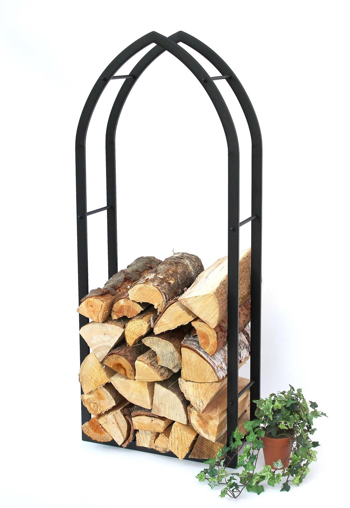 KAMINHOLZREGAL MOS Innen Schwarz Metall 123 cm - Schwarz, Metall (50/123/19cm) - DanDiBo