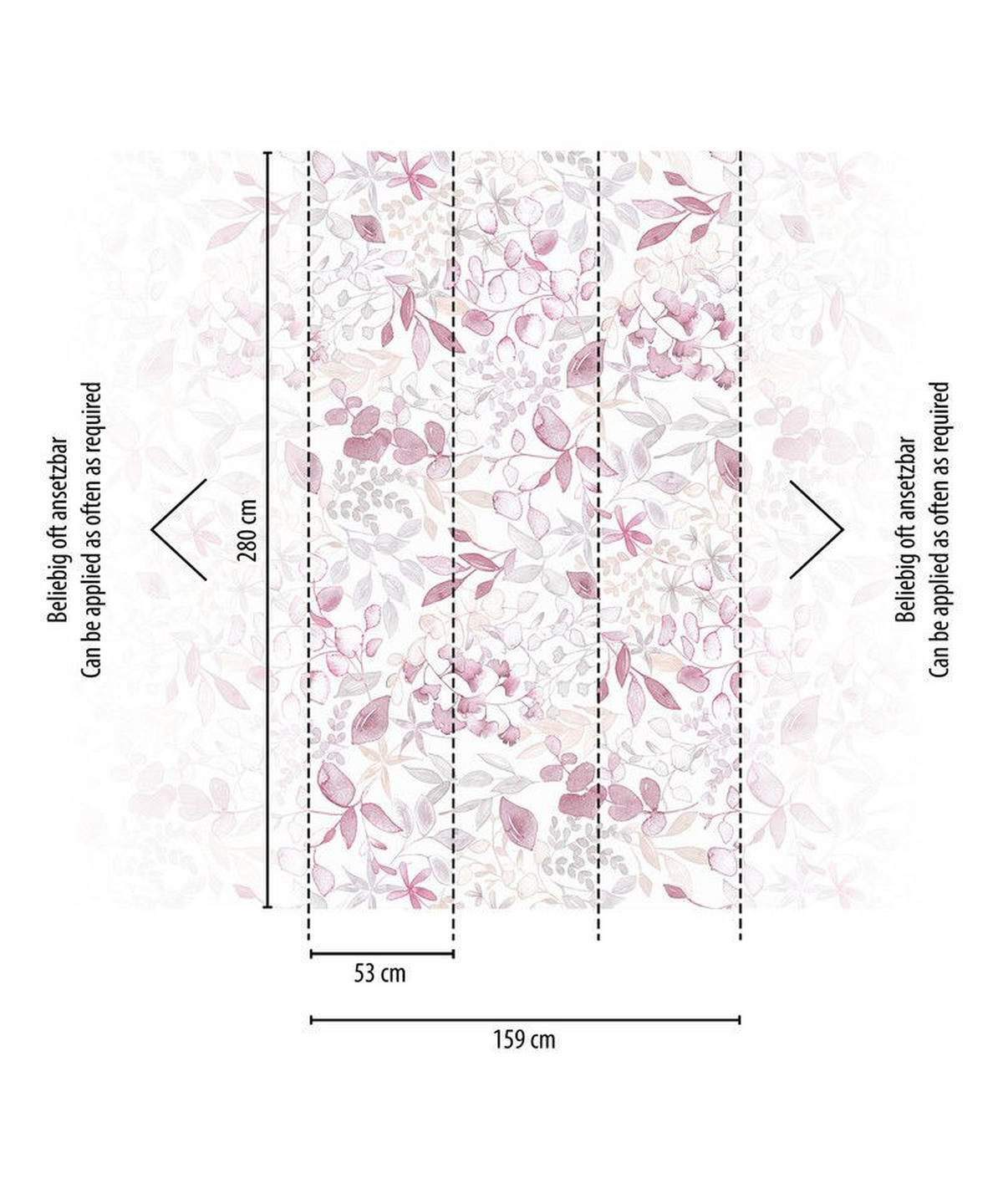 VLIESTAPETE Rosa 159/280 cm - Pink, Textil (159/1cm) - KUNSTLOFT
