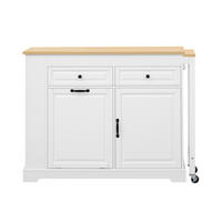 KÜCHENINSEL DE-41137 112-180/45/92 cm mit seitlich ausziehbarer Arbeitsplatte Weiß - Weiß, Holzwerkstoff (116/92/45cm) - ComfortXL