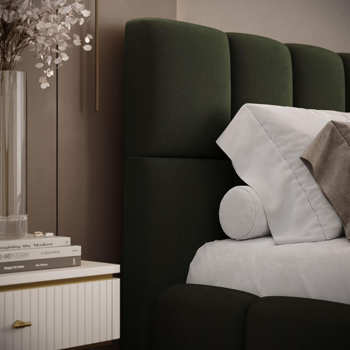 POLSTERBETT VENEZIA mit Bettkasten 180x200, Castel 39 - Dunkelgrün, Textil (180/200cm) - Lookway