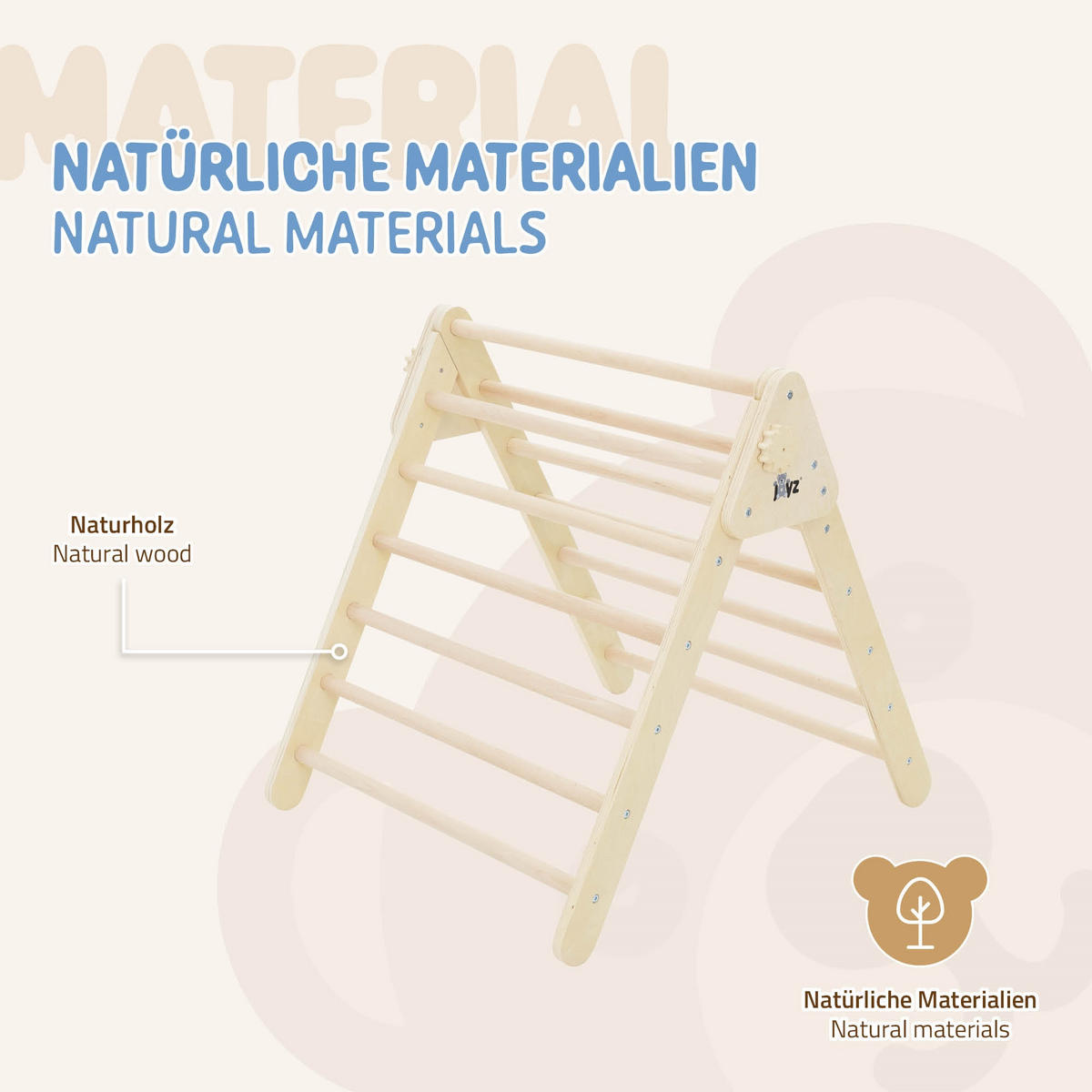 KLETTERDREIECK Natur - Braun, Holz (72/60/73cm) - Joyz