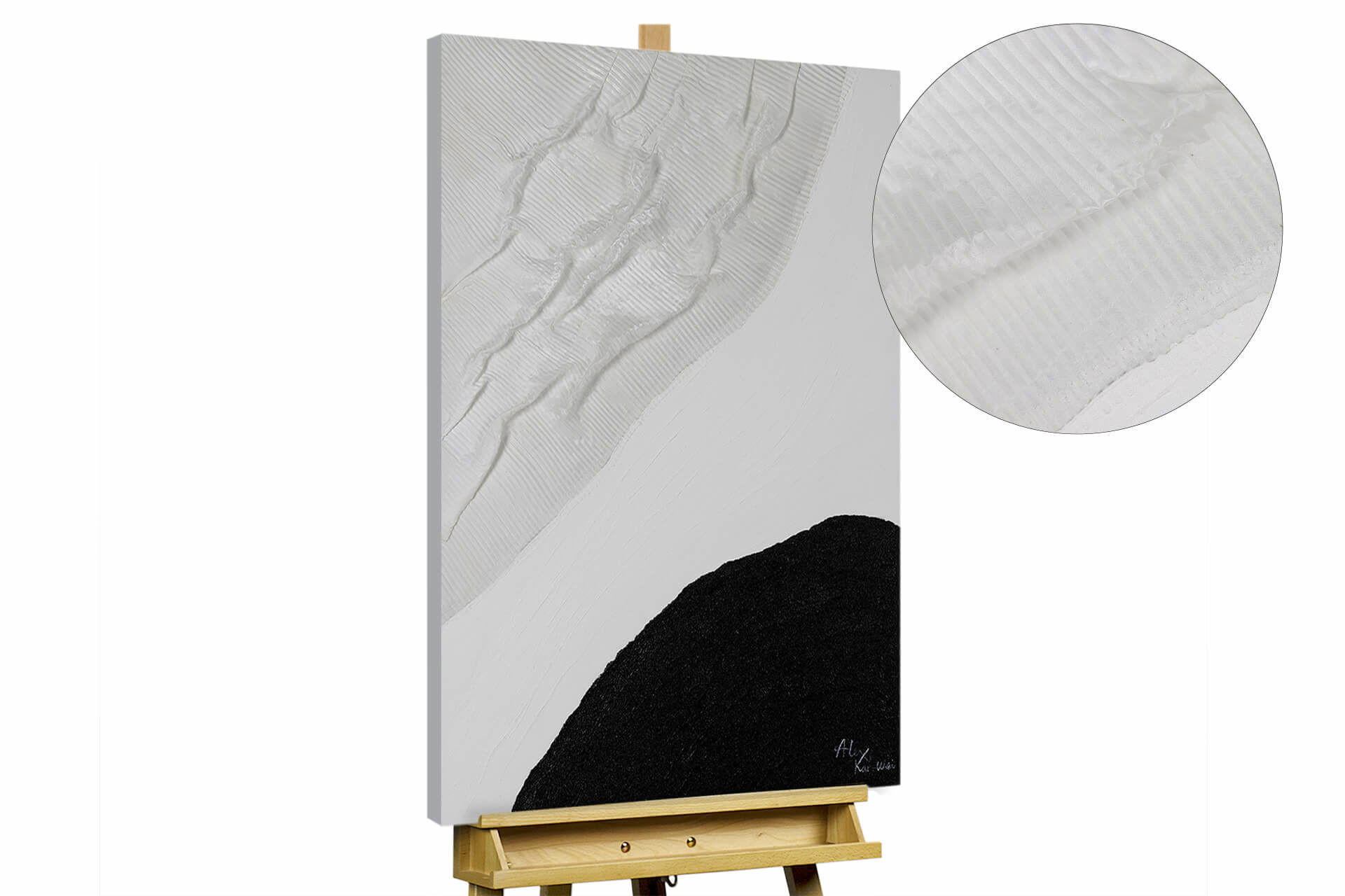 KUNSTLOFT RUČNĚ MALOVANÝ AKRYLOVÝ OBRAZ ČERNÝ, 60/90 CM