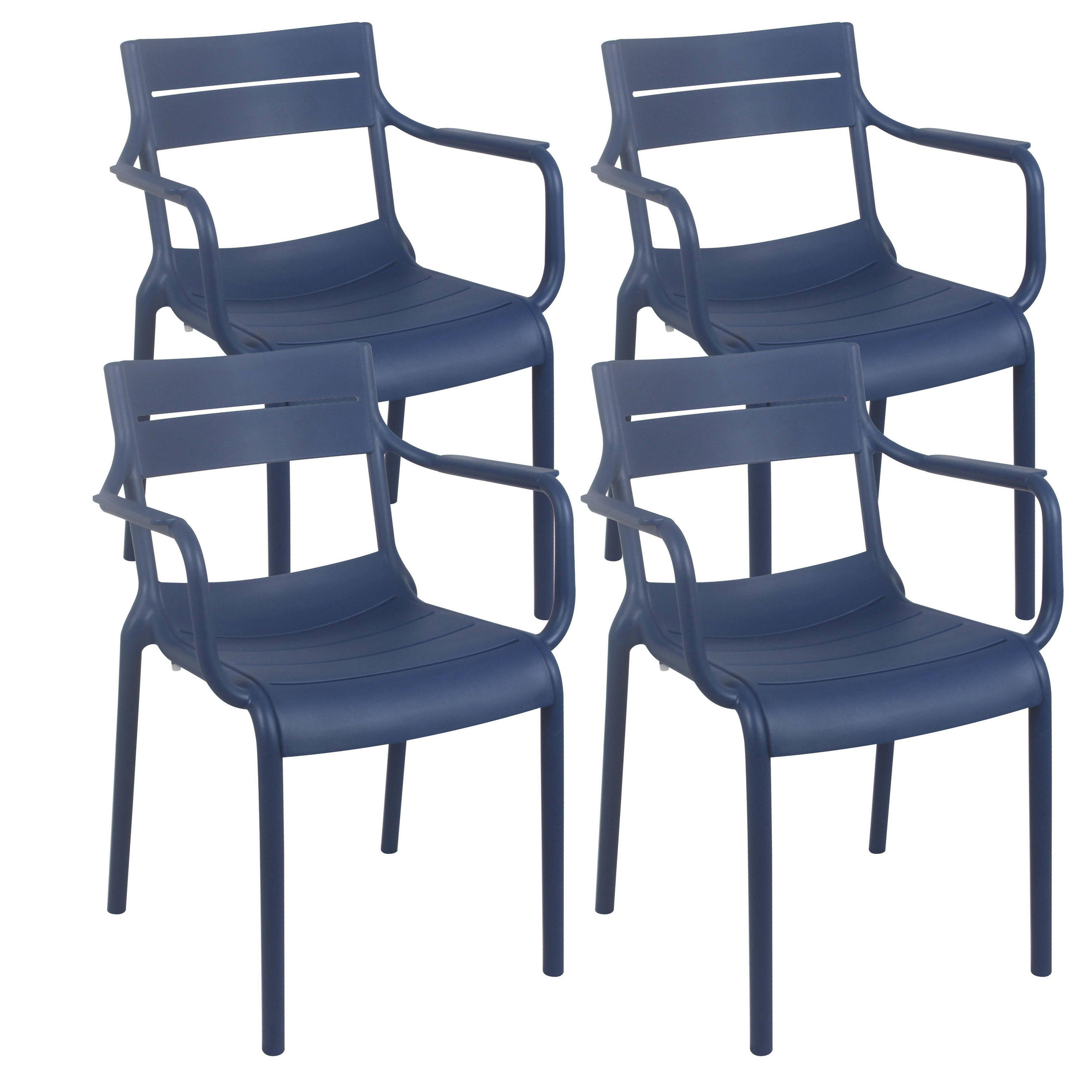 GARTENSTUHL 4-tlg., Blau - Blau, Kunststoff (50/82/54cm) - Oviala