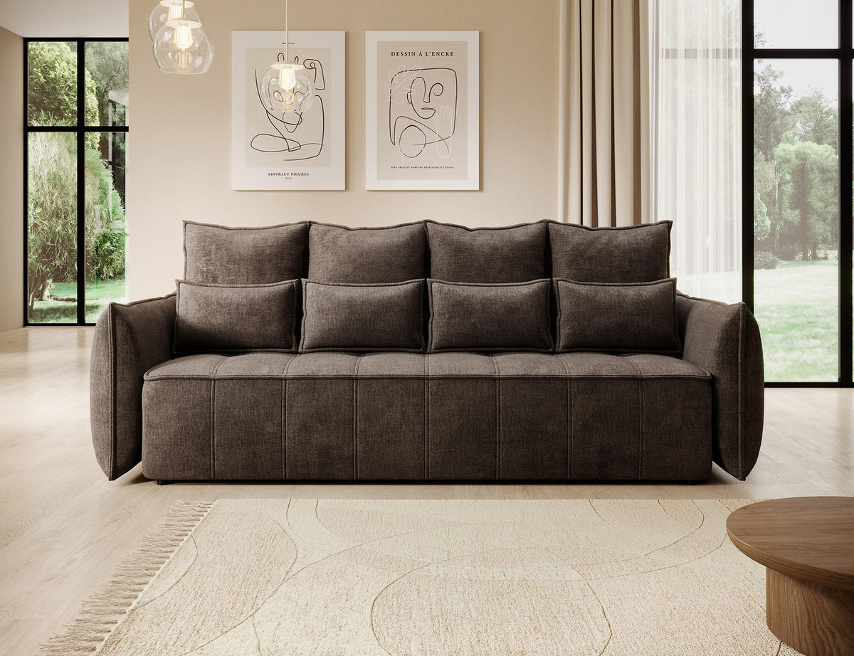 SCHLAFSOFA WELSH - Braun (NUBE 22) - Braun, Holzwerkstoff (242/94/106cm) - Möblo