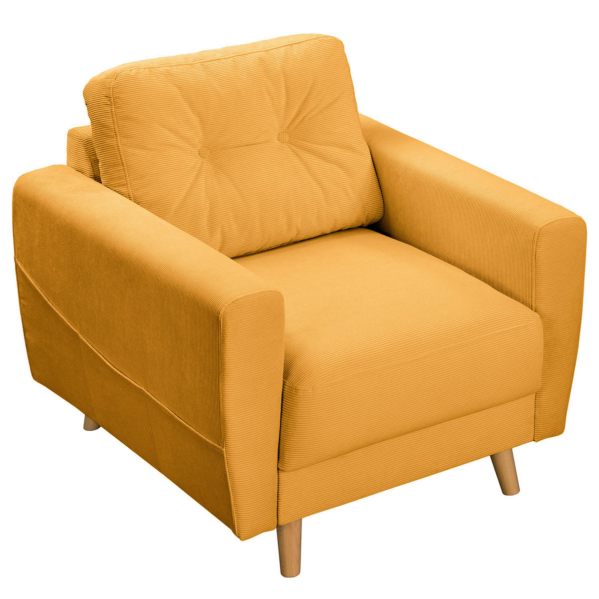 SESSEL - Gelb/Braun, Holz/Textil (80/90/87cm) - home24