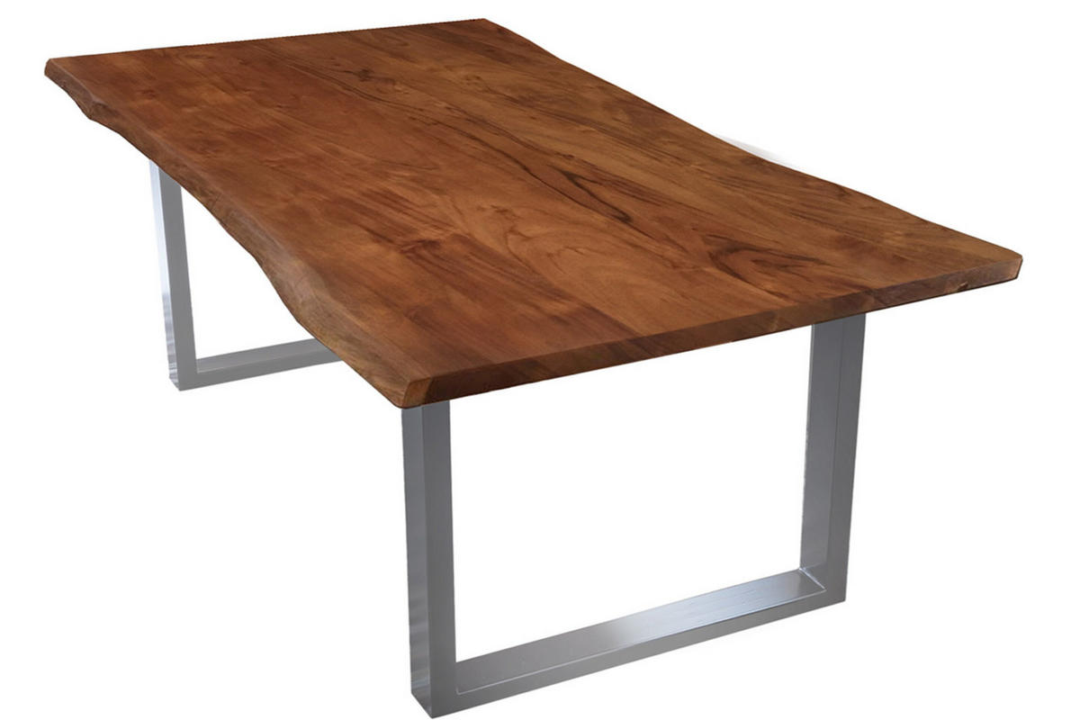ESSTISCH TOPS&TABLES - Silberfarben/Braun, Holz/Metall (85/160/77cm) - SAM