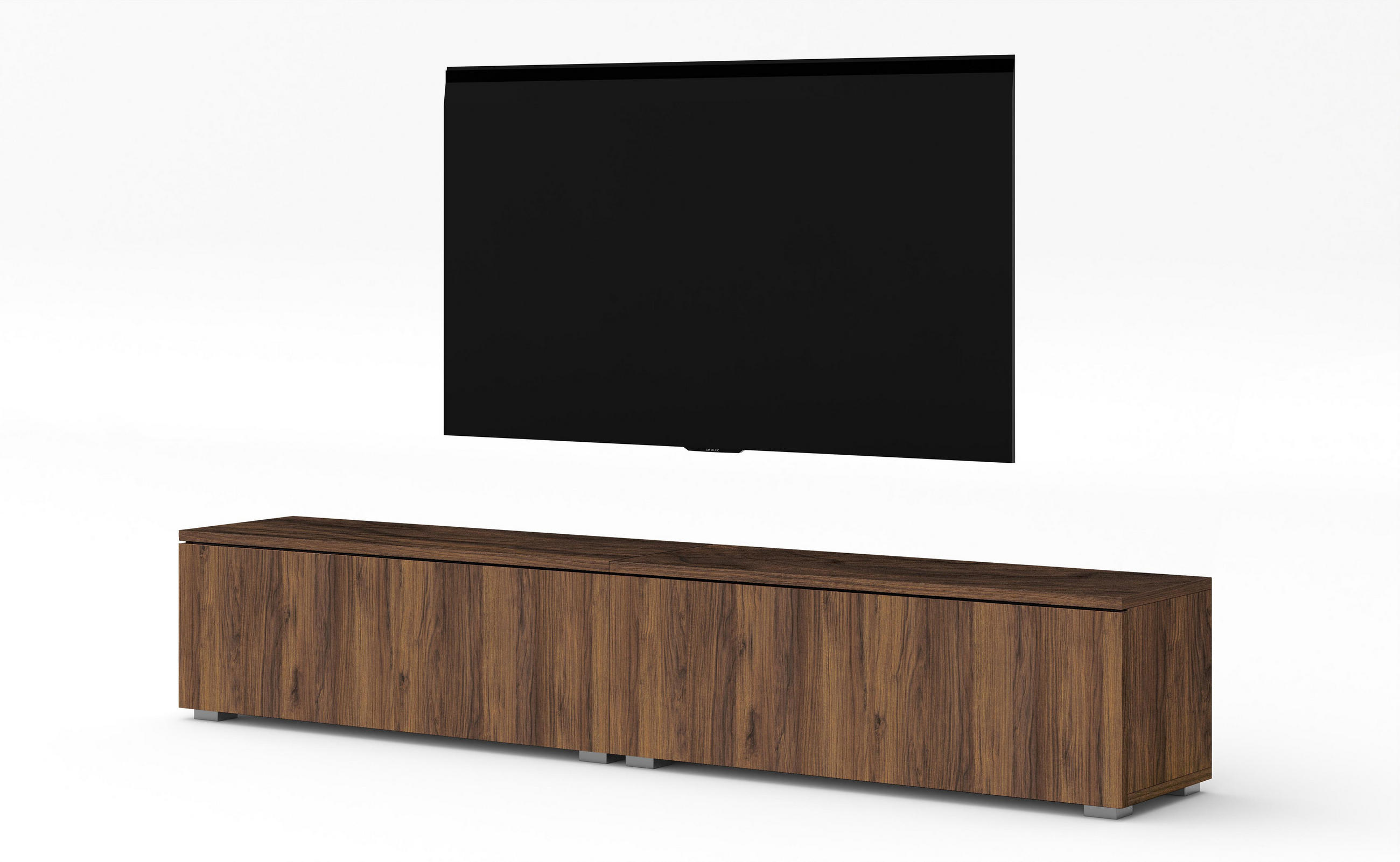 LOWBOARD Loriano 2x100 Nussbaum Warmia 200/36,5/32 cm – Hängend und Stehend - Nussbaumfarben, Holzwerkstoff/Kunststoff (200/36.5/32cm) - AX Living