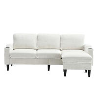 SOFA 4-Sitzer mit Hocker und Stauraum 196,5 x 75 x 77 cm Beige - Beige, Kunststoff (196.5/77/75cm) - Meubliv