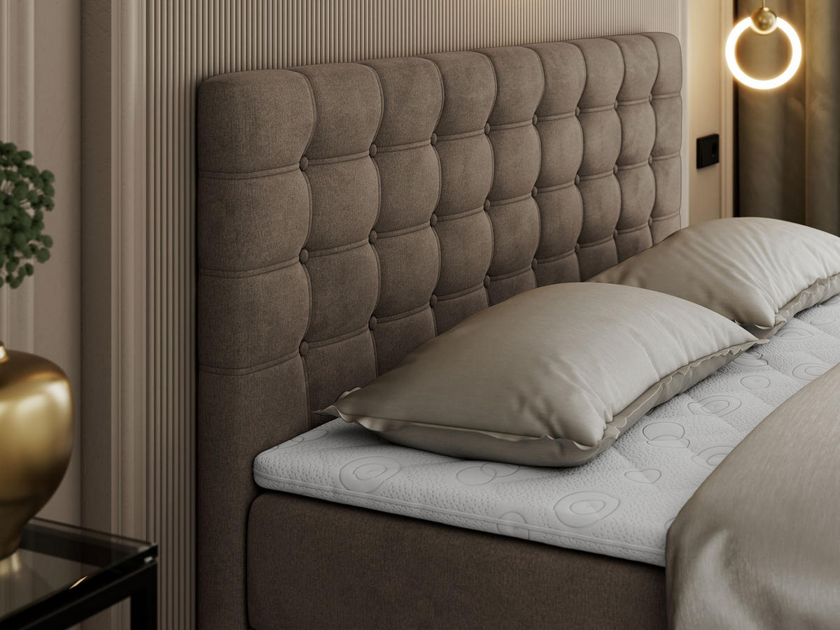 BOXBETT SUSAN 180/200 Braun Velvet - H3 - Braun, Holz/Textil (180/200cm) - MKS