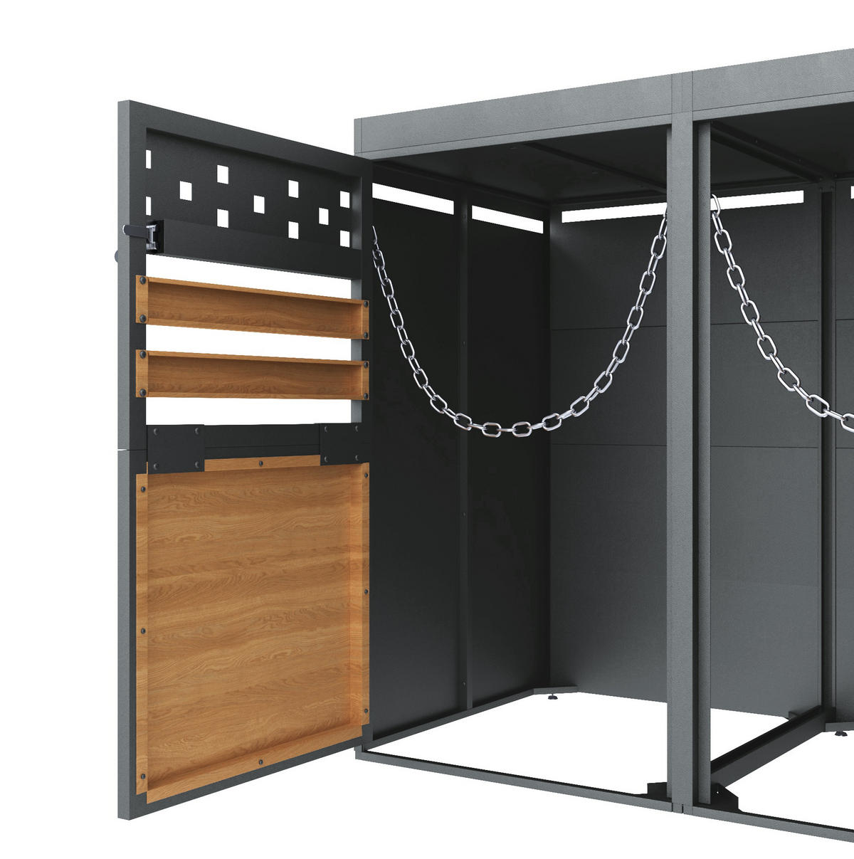 MÜLLTONNENBOX aus Metall in Anthrazit Natur mit Pflanzendach - Grau, Metall (132/125/80cm) - Modfu