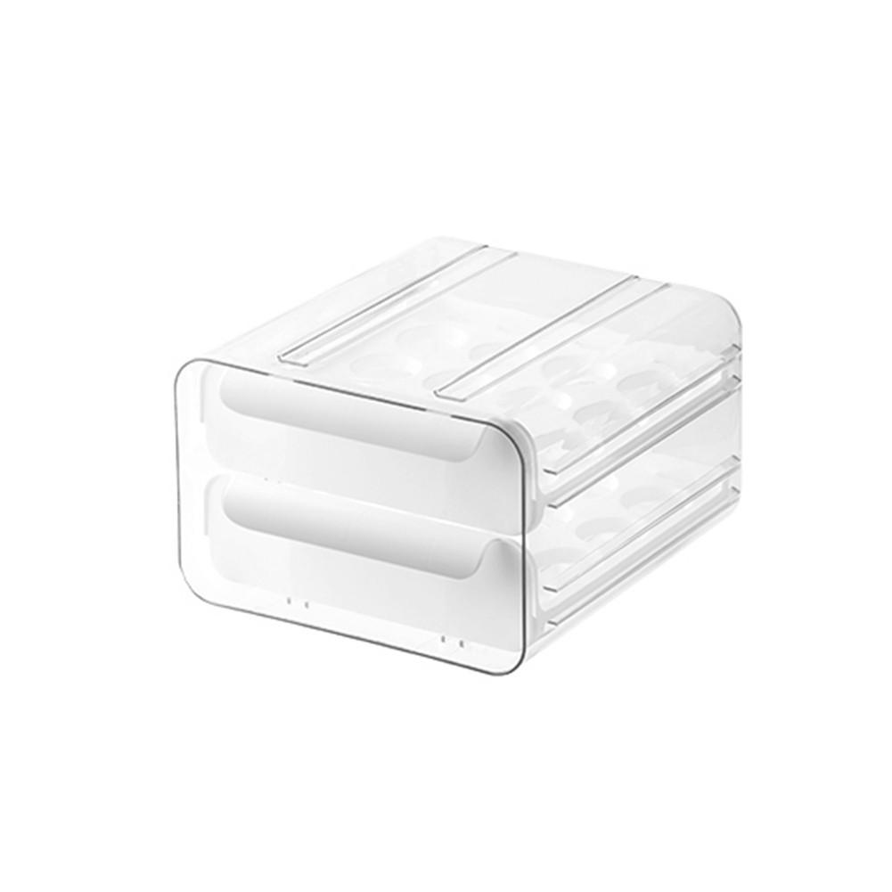 Livingandhome EIERBOX mit Schublade 32 Eier aus Kunststoff in Weiß Transparente Doppellagig Kühlschrank 21,5 × 23,5 × 13,5 cm jetzt nur online ➤