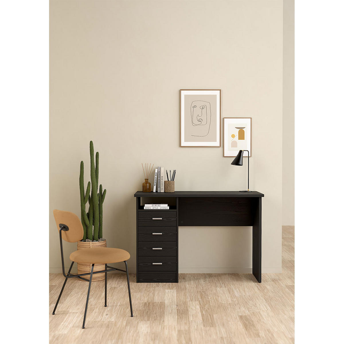 SCHREIBTISCH, FunctionPlus, Schwarz, Holzwerkstoff, 110 x 49 x 76 cm - Schwarz, Holzwerkstoff (49/110/76cm) - ebuy24