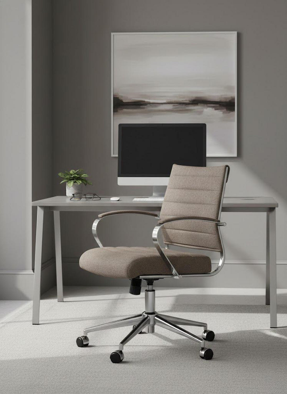BÜROSTUHL Rynex Stoff taupe - Taupe/Chromfarben, Textil/Metall (57/100/62cm) - TPFLiving