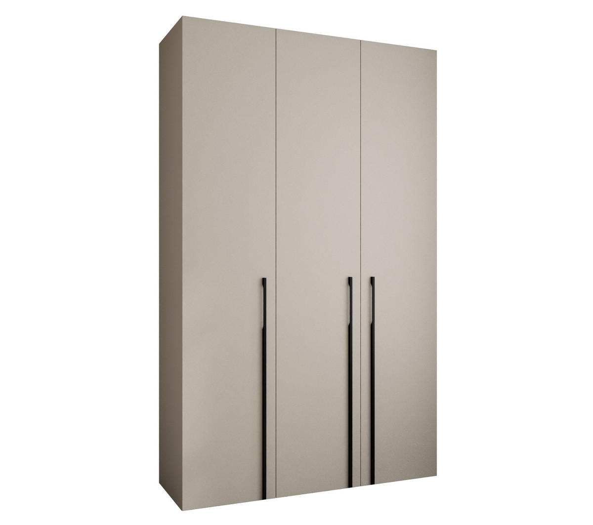 DREHTÜRENSCHRANK 245,5/150/50 3-türig - Kaschmir/Schwarz, Holz/Metall (150/245.5/50cm) - Abiks Möbel