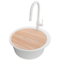 GRANITSPÜLE Pisa Max, 2-er set Weiß 53/53 cm 1 Becken + Küchenarmatur 40/20 cm + Ablauf-Set + Schneidebrett ab 50er Unterschrank - Chromfarben/Beige, Kunststoff (53/20/53cm) - Primagran