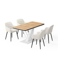 JEDILNA MIZA Fenaro, Zlati hrast z močjo/Bela, 120 x 80 cm s 4 jedilnimi stoli - barve hrasta/bela, leseni material (120/76/80cm) - Vicco