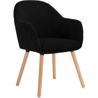 ESSZIMMERSTUHL Polsterstuhl, Cord, Holzbeine, Schwarz - Eichefarben/Schwarz, Holz/Kunststoff (55.5/83.5/56.5cm) - Woltu