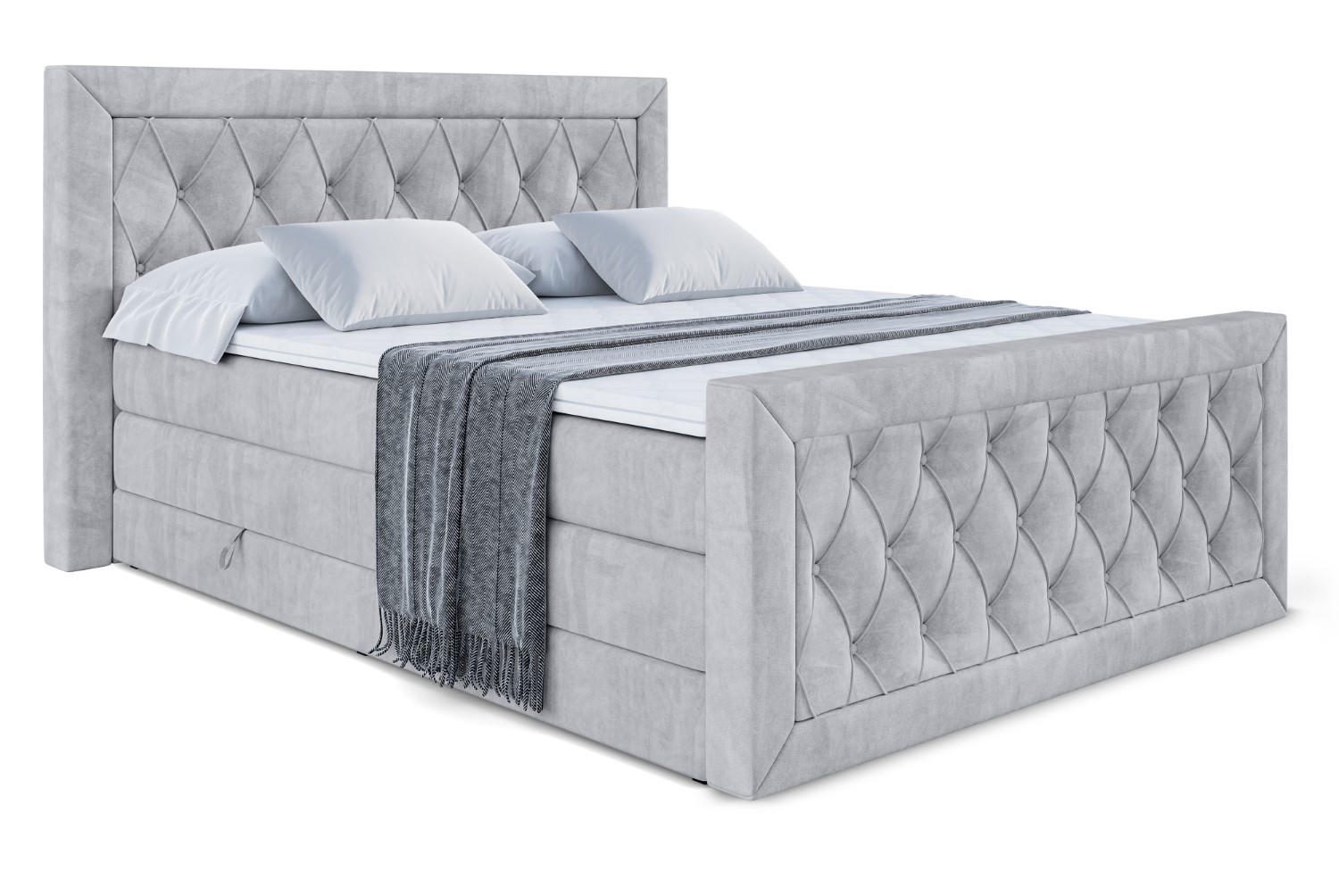 BOXSPRINGBETT NOEL-Z KING - 120 x 200 - H3/H4 - Hellgrau - Hellgrau, Holzwerkstoff (120/200cm) - ALTDECOR