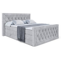 BOXSPRINGBETT NOEL-Z KING - 120 x 200 - H3/H4 - Hellgrau - Hellgrau, Holzwerkstoff (120/200cm) - ALTDECOR