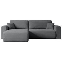 ECKSOFA mit Schlaffunktion und Bettkasten ORRO-L - 272x145x83 cm Dunkelgrau Cord - Dunkelgrau/Schwarz, Holzwerkstoff/Kunststoff (272/145cm) - ALTDECOR