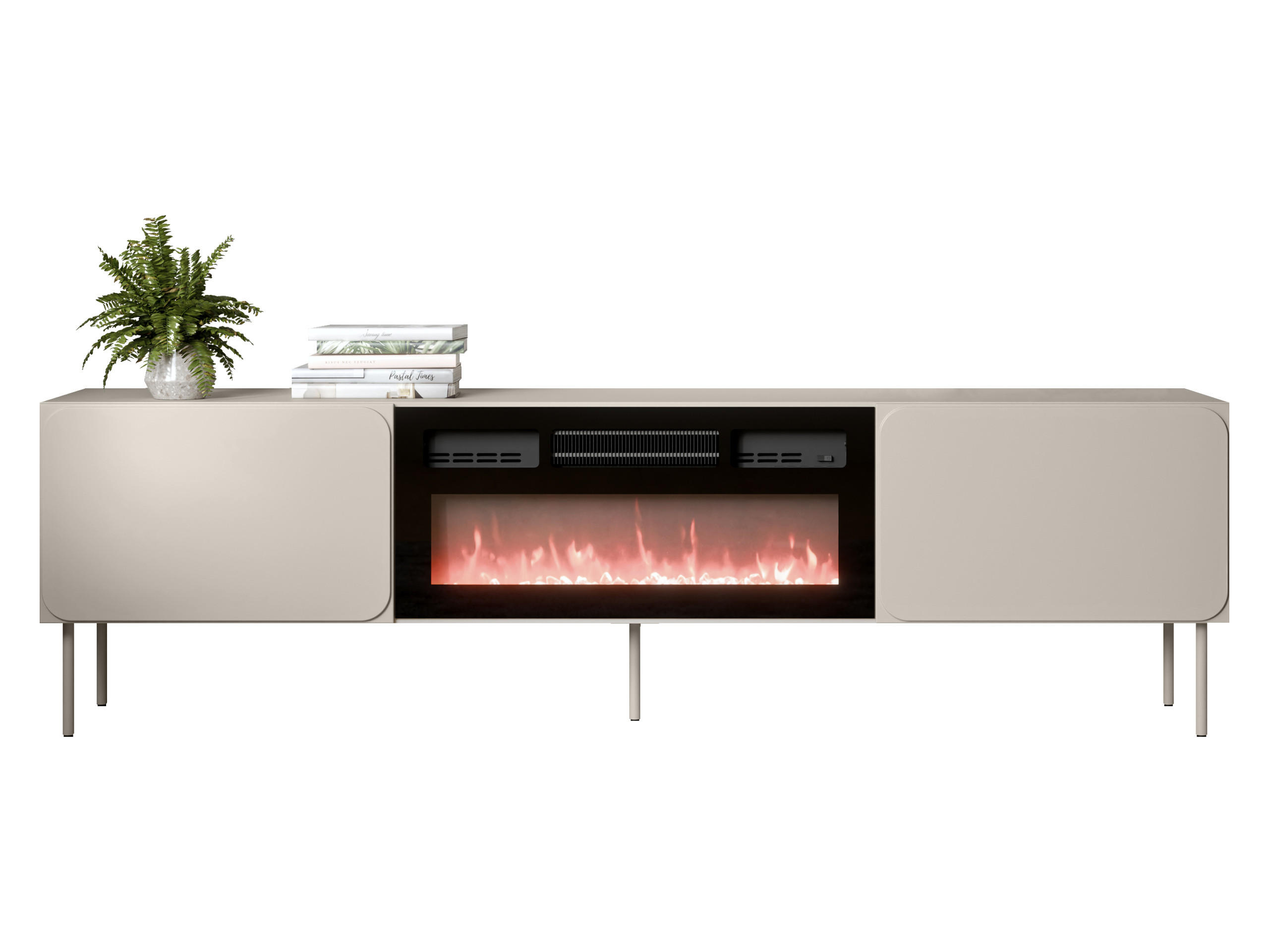 TV-LOWBOARD Rafael 200 EF mit Kamin - Kaschmir, Holzwerkstoff/Metall (200/58/40cm) - MIRJAN24