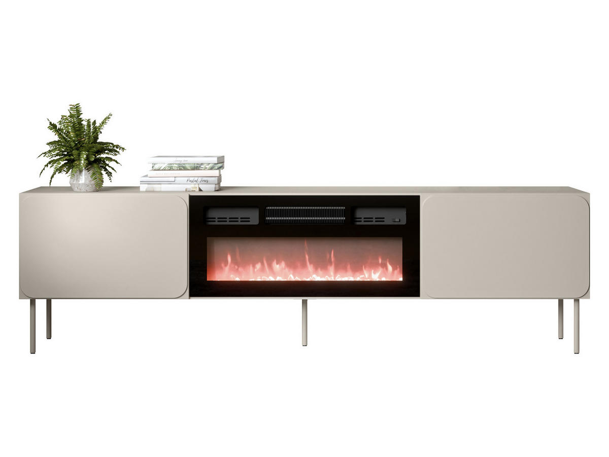 TV-LOWBOARD Rafael 200 EF mit Kamin - Kaschmir, Holzwerkstoff/Metall (200/58/40cm) - MIRJAN24