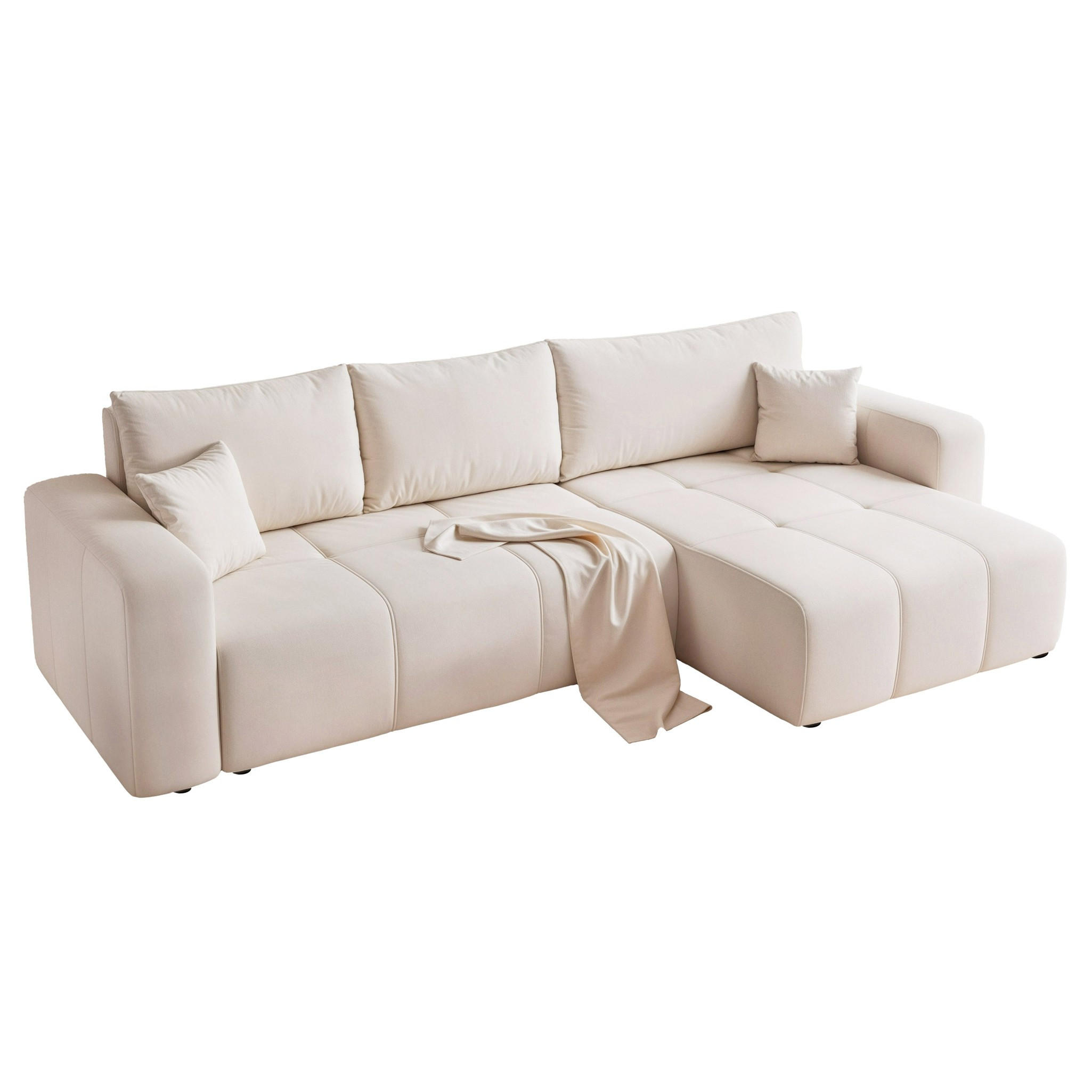 ECKSOFA Leros Xl Mit Schlaffunktion - Creme, Holzwerkstoff/Textil (145/278cm) - Fun Möbel