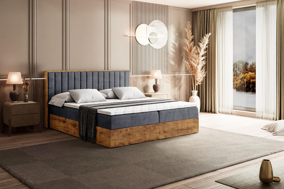 BOXBETT mit Matratze H3 und Lattenrost - LOLLI4 - 140x200 - Dunkelgrau - Grau, Holzwerkstoff/Kunststoff (140/200cm) - ALTDECOR