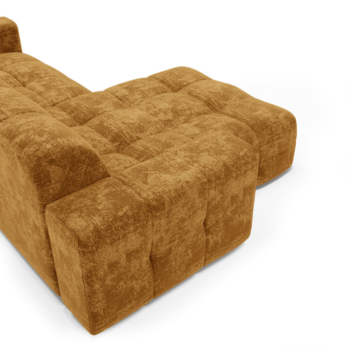 ECKSOFA LINKS geprägter Samt Senf 230cm - Dunkelgelb, Textil (155/230cm) - Sia Home