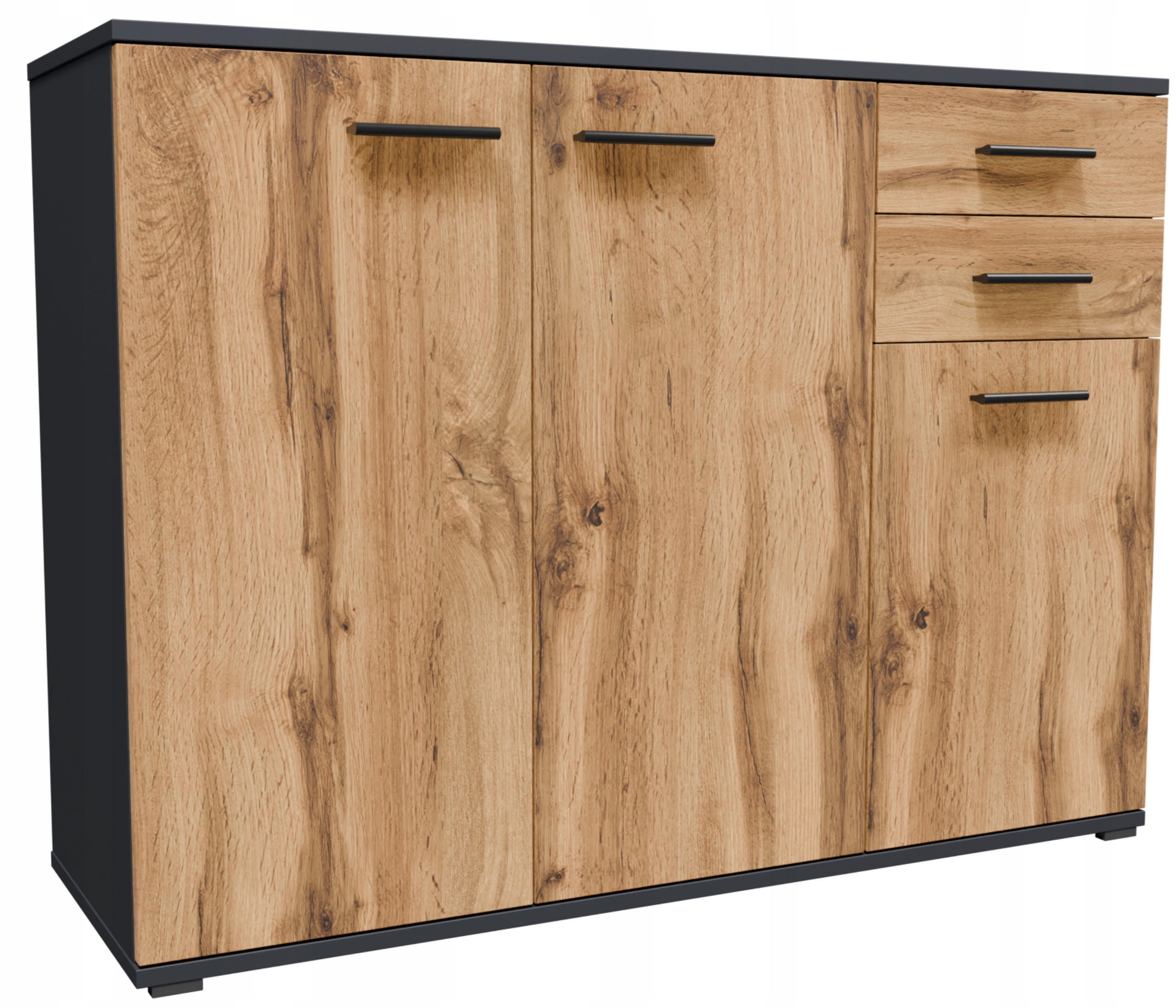 KOMMODE CR3-KD3 Graphit-Wotan Eiche 103,4/34/73,5 cm - Eiche Wotan/Graphitfarben, Holzwerkstoff (103.4/73.5/34cm)