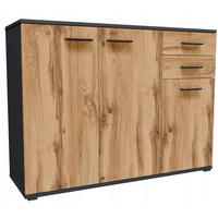 KOMMODE CR3-KD3 Graphit-Wotan Eiche 103,4/34/73,5 cm - Eiche Wotan/Graphitfarben, Holzwerkstoff (103.4/73.5/34cm)