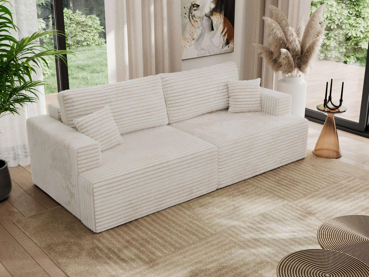 4-SITZER SOFA VIRELLA Beige Cord - Beige/Schwarz, Textil (240/88/115cm) - MKS