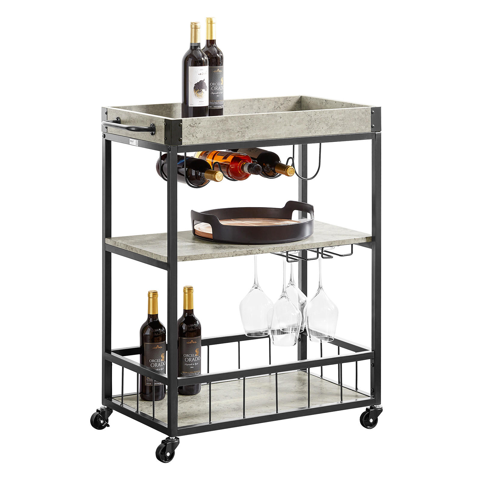 SERVIERWAGEN Grau - Grau, Holzwerkstoff (80/90/40cm) - SoBuy