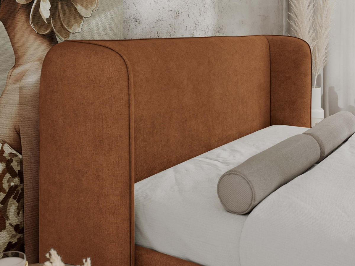 POLSTERBETT EMORA CLASSIC DUO 160/200 - Orange Strukture - Pocket-Matratze - Orange, Textil (160/200cm) - MKS