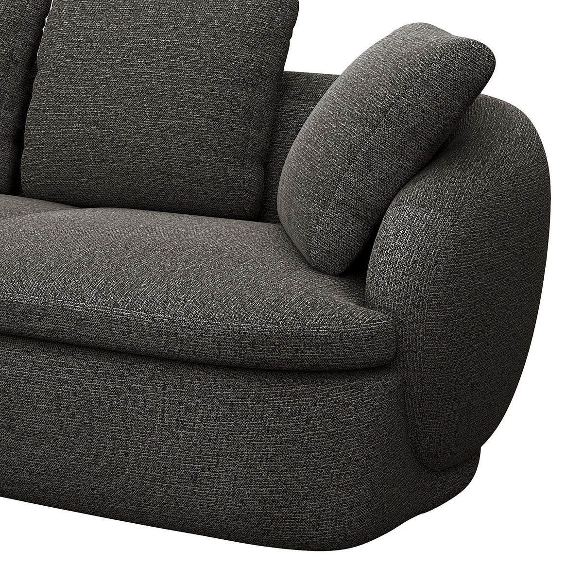 ECKSOFA mit Longchair - Anthrazit/Schwarz, Kunststoff/Textil (276/146cm) - home24