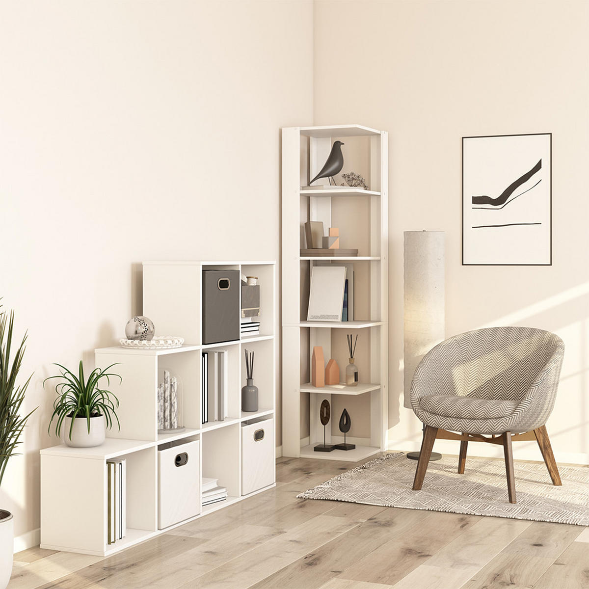 ECKREGAL Amina Weiß 45 x 180 cm - Weiß, Holzwerkstoff (45/180/45cm) - Vicco