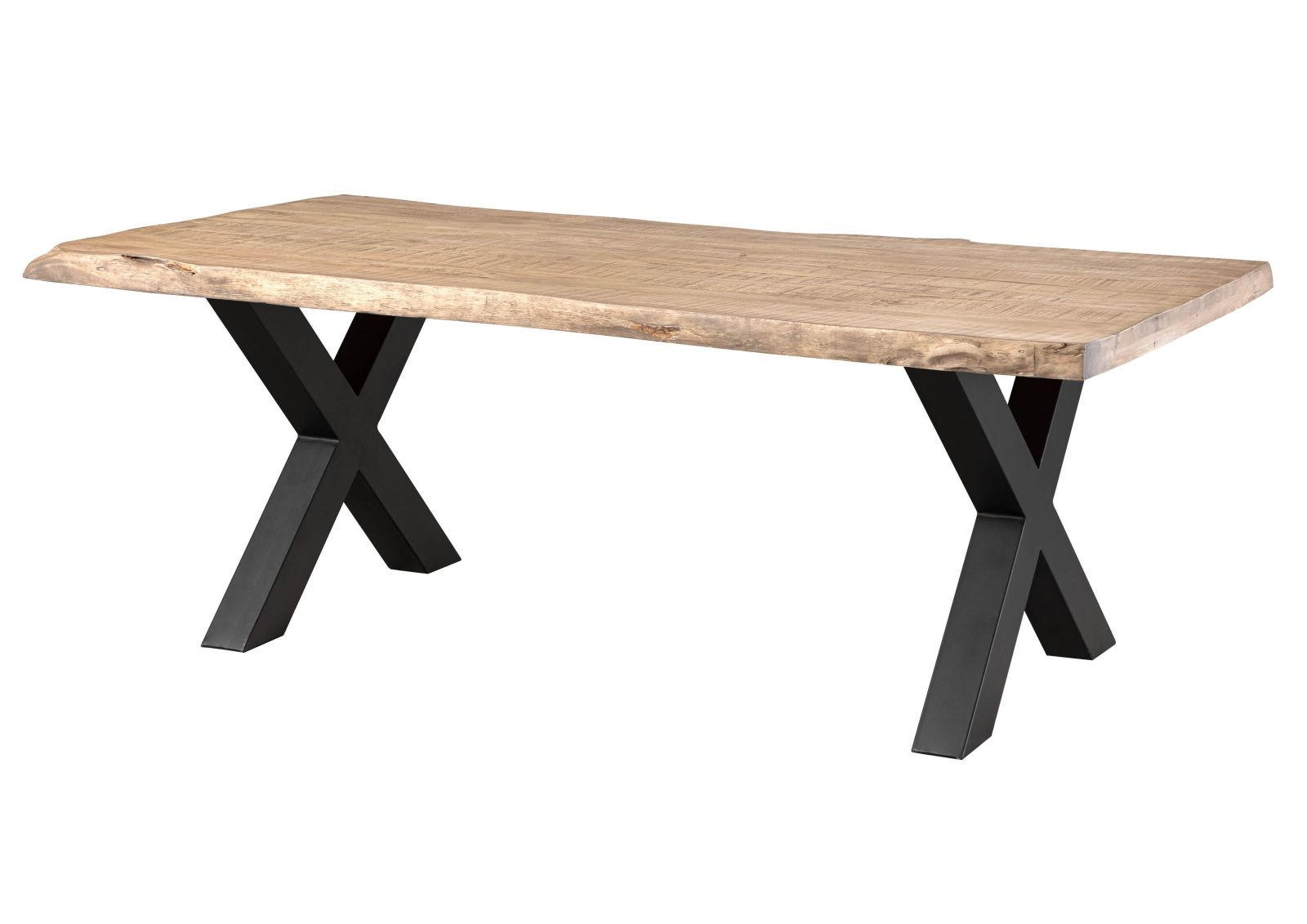 BAUMTISCH Mango 240x100x77 beige lackiert / X-Beine anthrazit matt FREEFORM 5 - Beige, Holz (240/100/77cm) - Massivmoebel24